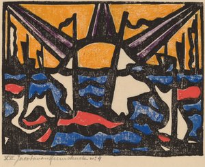 منظر طبيعي مع شمس ، ج. 1915.