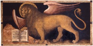 جاكوبيلو ديل فيوري (حوالي 1370-1439) أسد القديس مارك زيت على قماش عصر النهضة إيطاليا ، مدرسة البندقية بالازو دوكال ، البندقية 167x340 لوحة بواسطة جاكوبيلو ديل فيوري