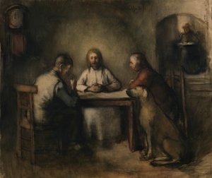 العشاء في عمواس (ألوان مائية على ورق)