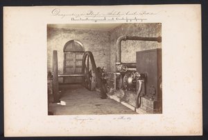 محطة ضخ البخار السفلية مع مضخات الطرد المركزي / كرالينجن في 14 مايو 1869 (العنوان على الجسم) تصريف البلاسن في Schieland شرق روتردام (عنوان السلسلة على الكائن)