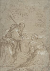 ظهور المسيح على القديسة مريم المجدلية نولي مي تانجير ، كاليفورنيا. 1560. بواسطة جاكوبو باسانو.