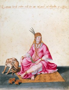امرأة تركية مع كلب ، رسم جاكوبو ليغوزي (1547-1627) بواسطة جاكوبو ليغوزي