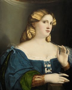 امرأة شابة في ثوب أزرق ، مع مروحة ، 1512-1514