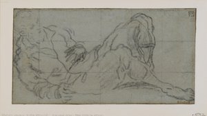 مستلق الشكل الذكور ، 1560-9 (الطباشير على الورق) بواسطة جاكوبو روبوستي تينتوريتو