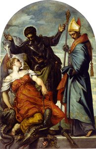 سانت لويس من تولوز وسانت جورج ، 1552. بواسطة جاكوبو روبوستي تينتوريتو