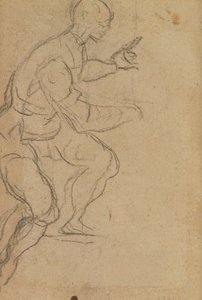 رجل جالس يُرى من الأسفل (طباشير أسود على ورق) (الصفحة الرئيسية) (انظر 160812 لمعرفة المستقيم) بواسطة جاكوبو روبوستي تينتوريتو