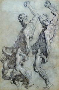 دراسة الأشكال من قبل جاكوبو روبوستي المعروف باسم تينتوريتو (1518-1594) ، الرسم بالقلم الرصاص الأسود والفحم. بواسطة جاكوبو روبوستي تينتوريتو