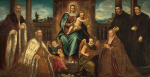 Doge Alvise Mocenigo and Family قبل مادونا والطفل ، ج. 1575.