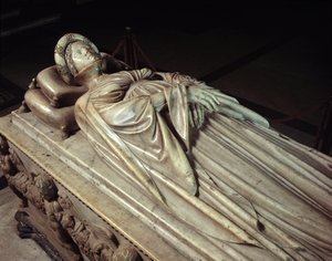 Lying by Ilaria del Carretto (1379-1405), wife of Paolo Guinigi (1376-1432) Italian politician (Funerary monument of Ilaria del Carretto, wife of Paolo Guinigi) Marble sculpture by Jacopo della Quercia (1371/74-1438) 1406-1407 Lucca (Lucca), cathedrale San