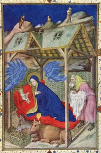 MS 11060-11061 ساعات نوتردام: Prime ، ولادة المسيح ، من Tres Riches Heures du Duc de Berry ، تفاصيل الرق في أوائل القرن الخامس عشر 67618