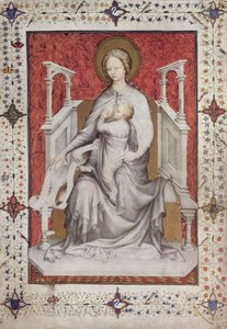MS 11060-11061 العذراء ترضع الطفل يسوع ، فرنسي ، من كتاب "Tres Riches Heures du Duc de Berry"