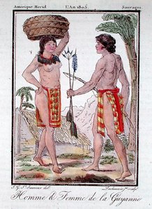 هنود من غيانا الفرنسية ، من "Encyclopedie des Voyages" ، نقش لاشوسي الأصغر بواسطة جاك (بعد) Grasset de Saint-Sauveur