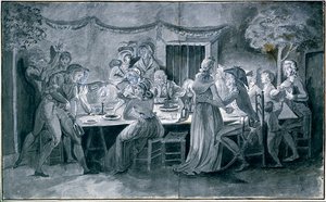 عشاء الزفاف أثناء الثورة رسم جاك بيرتوكس (1745-1818) باريس.