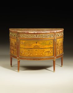 صوان لويس السادس عشر ، 1770-75 (خشب التوليب المركب أورمولو ، خشب الفاكهة ، الجميز ، قطيفة وصدف) (انظر أيضًا 714754-55) بواسطة جاك بيركل