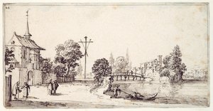 A road along the river bank (pen & brown ink on paper) بواسطة جاك كالوت