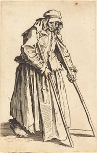 امرأة متسولة تحمل عكازين ، ح. 1622. بواسطة جاك كالوت