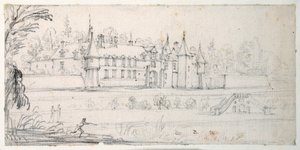 Chateau de Chantelou, in the valley of the Orge, between Linas and Chestres (black chalk on paper) بواسطة جاك كالوت