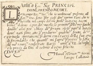 إهداء إلى Don Lorenzo de 'Medici، c. 1622.