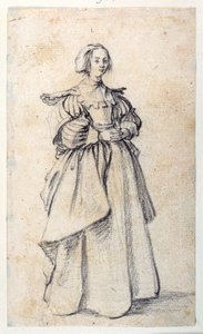Female Figure (black chalk on paper) بواسطة جاك كالوت