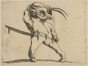 LHomme Masqué aux Jambes Torses الرجل المقنع بأرجل ملتوية ، من Varie Figure ... ، 1616-22. بواسطة جاك كالوت