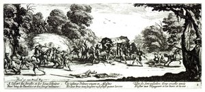 الهجوم على الحنطور ، اللوحة 8 من "البؤس ومصائب الحرب" ، التي نقشها إسرائيل هنرييت (c.1590-1661) 1633 بواسطة جاك كالوت