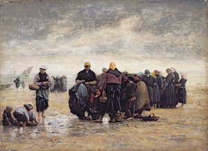 على الشاطئ (زيت على لوح)