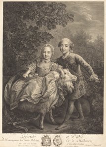 The Comte d'Artois وأخته Mademoiselle Clotilde بواسطة جاك فيرمين بوفارليت بعد فرانسوا هوبير درويس