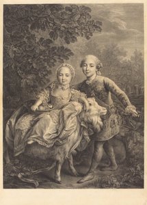 The Comte d'Artois وأخته Mademoiselle Clotilde بواسطة جاك فيرمين بوفارليت بعد فرانسوا هوبير درويس