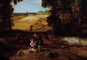 كمين. بعض اللصوص في الغابة يوعظون باغتصاب امرأة. لوحة جاك فوكويريس (1580-1659) بواسطة جاك فوكييريس