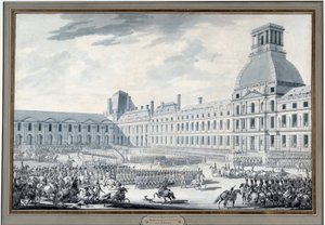 Revue des troupes من قبل نابليون بونابرت (1769-1821) في نقش التويلري لجاك سويباتش ديت فونتين (1769-1823) في القرن التاسع عشر ، باريس ، متحف كارنافالي