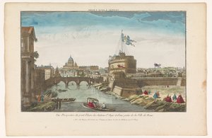 منظر لقلعة سانت أنجيلو وجسر الملاك فوق نهر التيبر في روما Chateau S Ange á Rome (العنوان على الكائن)