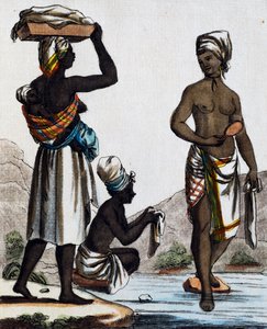 الغسالات من سانتو دومينغو ، نقش ملون من رسم لابروس (نشط 1796) ، من Encyclopedie des Voyages ، بقلم جاك غراسيت دي سان سوفور (1757-1810) بواسطة جاك غراسيت دي سانت سوفير
