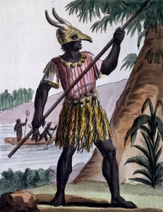 شريط يستخدم للختان بواسطة الزنوج في جزيرة جوري ، السنغال ، نقش ملون من رسم لابروس (نشط 1796) ، من موسوعة الرحلات ، بقلم جاك غراسيت دي سان سوفور (1757-1810) بواسطة جاك غراسيت دي سانت سوفير