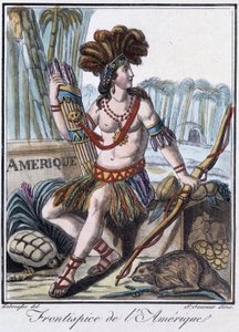 Frontispice of America - في "" Encyclopedia of Travels "بقلم Grasset St Sauveur ، محرر. 1796 بواسطة جاك غراسيت دي سانت سوفير