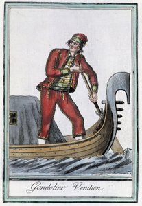 Gondolier à Venise - in “” Encyclopédie des voyages”” by Grasset Saint Sauveur, ed. Paris 1796 بواسطة جاك غراسيت دي سانت سوفير