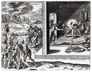 طقوس الجنائز الهندية ، من "الأمريكتين" ، كتبها ونقشها تيودور دي بري (1525-1575) ، 1602 بواسطة جاك لو موين
