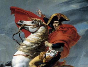 عبور القنصل الأول نابليون بونابرت (1769-1821) جبال الألب عند ممر جراند سان برنار في مايو 1800 التفاصيل. لوحة لجاك لويس ديفيد (1748-1825) باريس ، متحف أرمي في القرن التاسع عشر بواسطة جاك لويس (بعد) ديفيد