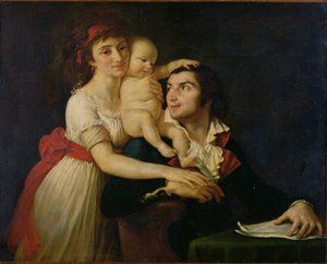 كميل ديسمولين (1760-94) زوجته لوسيل (1771-1994) وابنهما هوراس كميل (1792-1825) حوالي 1792 (زيت على قماش) بواسطة جاك لويس (ورشة عمل) ديفيد