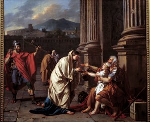 بيليزير (500-565) يسأل عن ألومون. (بيليساريوس - فلافيوس بيليساريوس) لوحة لجاك لويس ديفيد (1748-1825) بواسطة جاك لويس ديفيد