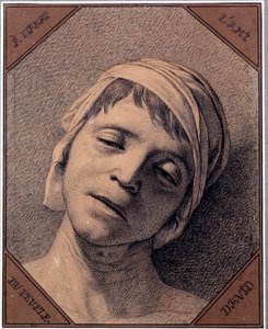 دراسة بعد الطبيعة لرئيس جان بول مارات (1763-1793) اغتيل في 13/7/1793 رسم جاك لويس ديفيد (1748-1825). خافت 0.27 × 0.21 م متحف قلعة فرساي بواسطة جاك لويس ديفيد