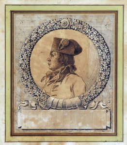 فيليب فرانسوا جوزيف لو باس - صورة فيليب فرانسوا جوزيف لباس (1764-1794) بواسطة جاك لويس ديفيد (1748-1825) ، ج. 1793 - قلم ، فرشاة ، حبر هندي على ورق ، D 15،2 - مجموعة خاصة بواسطة جاك لويس ديفيد