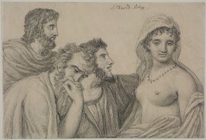 فرينيه أمام القضاة، حوالي 1816-1820 (طباشير أسود على ورق منسوج) بواسطة جاك لويس ديفيد