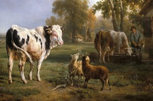 "الثور الأبيض وحيوانات أخرى" (رسم) بواسطة جاك ريمون براساكات