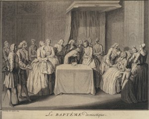 A domestic baptism (engraving) بواسطة جاكوب فان دير شلي