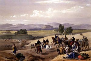 مقاربة قلعة كويتاح ، من "رسومات تخطيطية في أفغونستان" ، نقشها تشارلز هاجي (1810-188) ولويس هاغي (1806-1885) نشره هنري جريفز