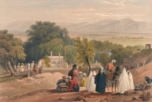 "قبر الإمبراطور بابر [كذا] ،" حوالي عام 1840 (مطبوعة حجرية ، ملونة)