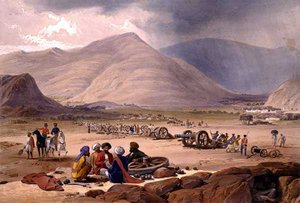 قرية أورغوندي من "اسكتشات في أفغونستان" ، نقشها تشارلز هاغي (1810-188) ولويس هاغي (1806-1885) نشره هنري جريفز بواسطة جيمس (بعد) أتكينسون