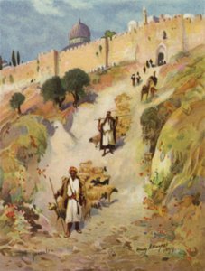 القدس ، بوابة القديس ستيفن (لون ليثو) بواسطة جيمس (بعد) كلارك