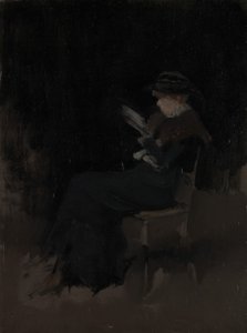 الترتيب باللون الأسود: فتاة تقرأ ، كاليفورنيا. 1880-90. بواسطة جيمس أبوت ماكنيل ويسلر