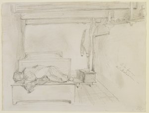في مزرعة مالادري ، 1858 (قلم رصاص على ورق منسوج أبيض عاجي بواسطة جيمس أبوت ماكنيل ويسلر